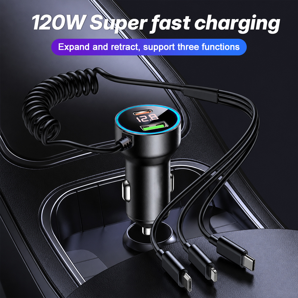 120W 멀티 포트 차량용 충전기, 내장형 3-in-1 - Laptop Accessories Essential 리뷰 및 가격