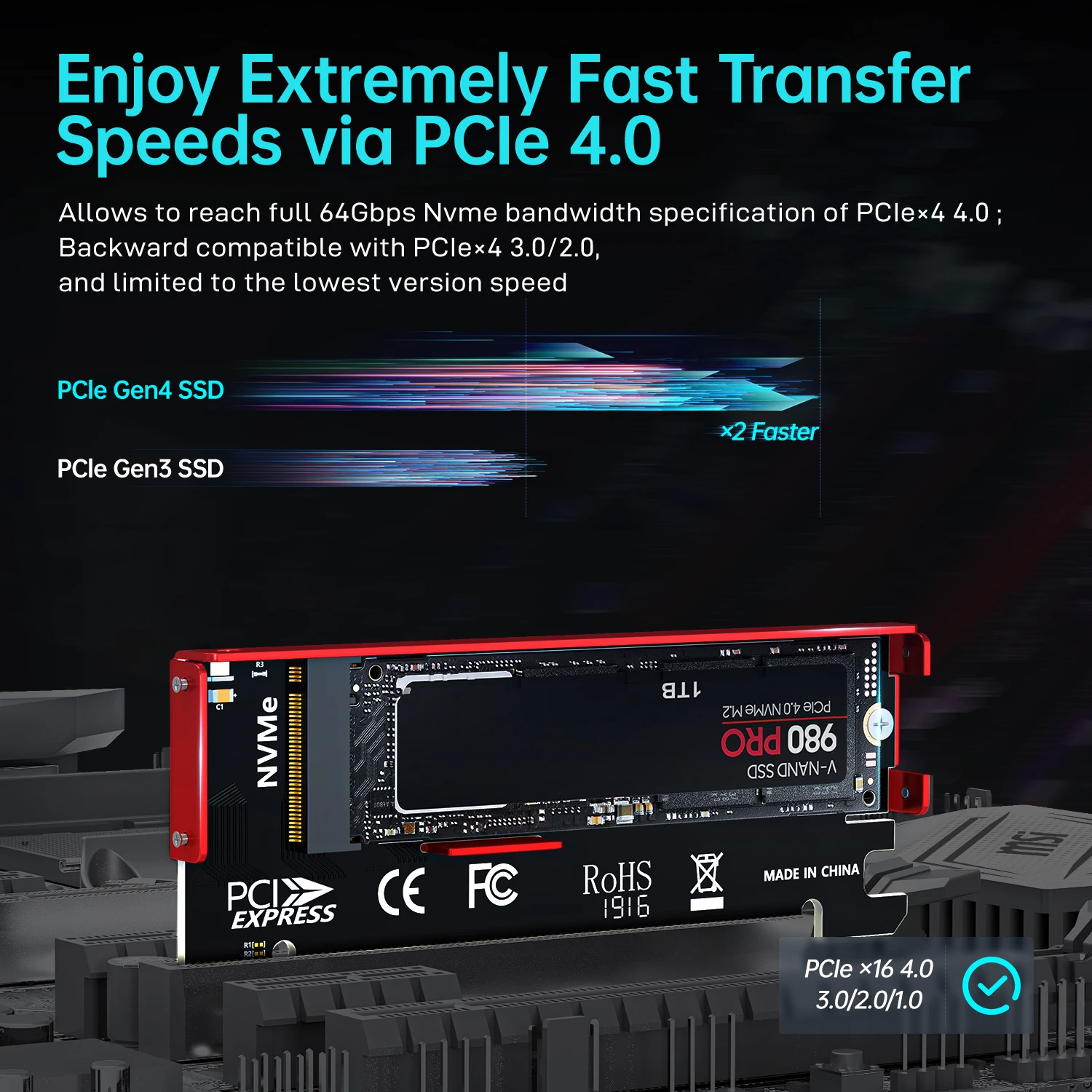 JEYI M.2 NVME to PCIe 4.0 X16  - Samsung Ssd 980 Pro 리뷰 및 가격